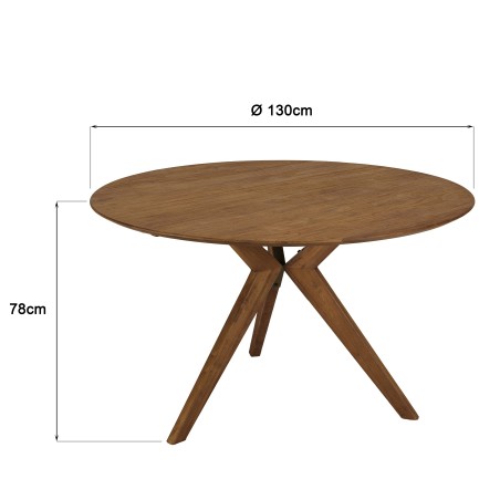 SIXTINE - Round dining table made from recycled teak, diameter 130cm