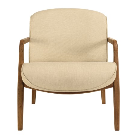 Sillón de tejido beige y madera de teca reciclada | Macabane