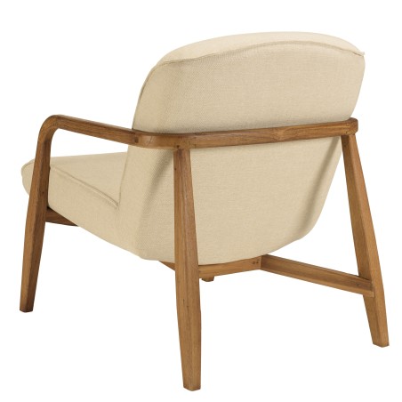 SIXTINE - Armchair in beige fabric and recycled teak 