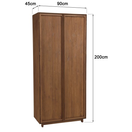 SIXTINE - 2-door wardrobe, 90x200cm, made from recycled teak 