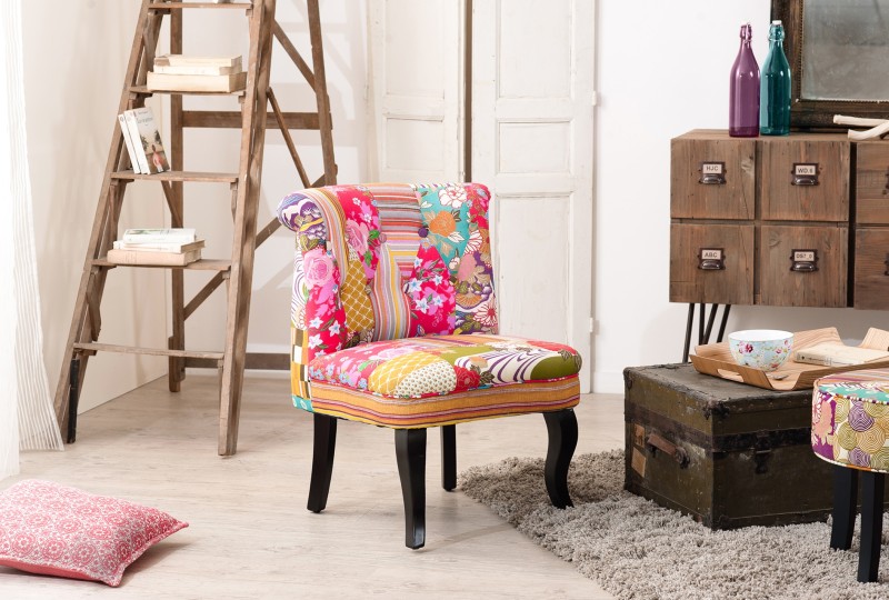 KATE - Fauteuil BETTY Multicolored Bohemian Fabric Armchair