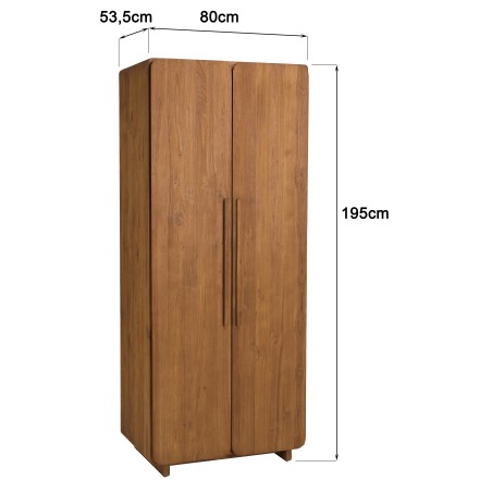 Armoire 2 portes 80x195cm en bois de teck recyclé | Macabane