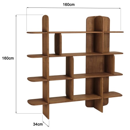 Bibliothèque 160x160cm en bois de teck recyclé | Macabane