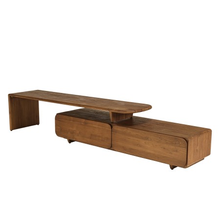 Tv-meubel 2 lades 160x40cm van gerecycled teakhout | Macabane