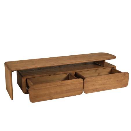 Tv-meubel 2 lades 160x40cm van gerecycled teakhout | Macabane