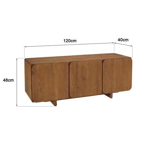Buffet 3 portes 120x40cm en bois de teck recyclé | Macabane