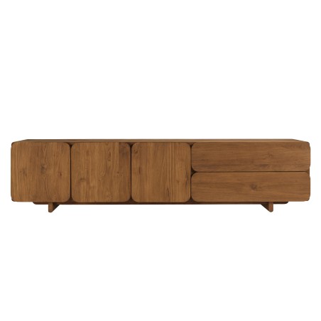 Buffet 3 portes 2 tiroirs 200x48cm en bois de teck recyclé | Macabane