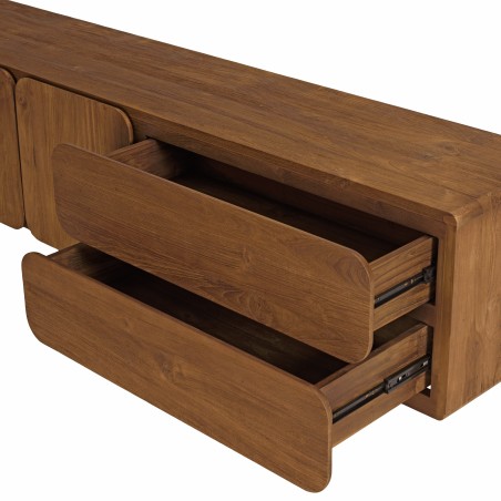 SIXTINE - Sideboard with 3 doors and 2 drawers, 200x48cm, made from recycled teak 