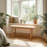 Banco con cojín blanco de madera y ratán | Colección Amy