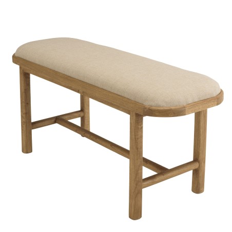 Bench with white cushion in wood and rattan | Amy Collection