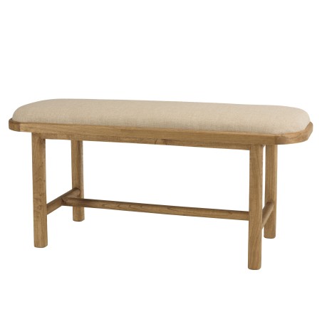 Banco con cojín blanco de madera y ratán | Colección Amy