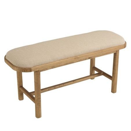 Banco con cojín blanco de madera y ratán | Colección Amy