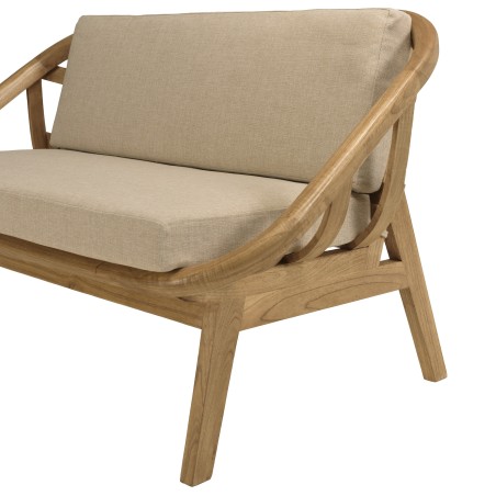 Divano 2 posti cuscini bianchi in legno e rattan | Collezione Amy
