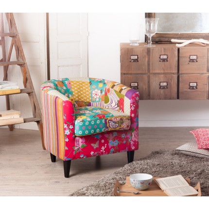 Fauteuil cabriolet KATE 63x63cm tissu bohème