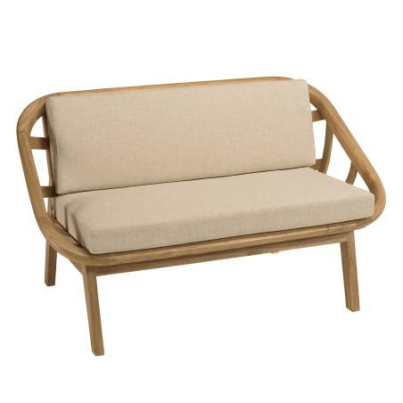 Divano 2 posti cuscini bianchi in legno e rattan | Collezione Amy