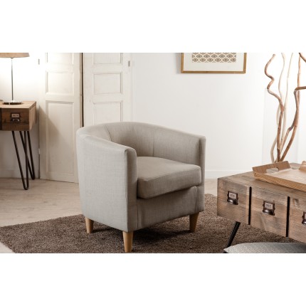 Fauteuil cabriolet KATE 63x63cm tissu couleur lin