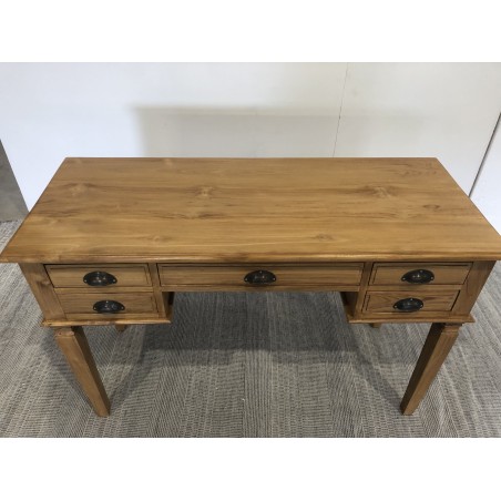 Bureau 5 tiroirs bois teck massif | SECONDE VIE