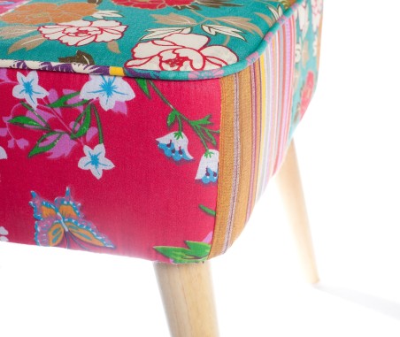 KATE - Square Scandinavian Stool 42x41cm Multicolored Bohemian Fabric
