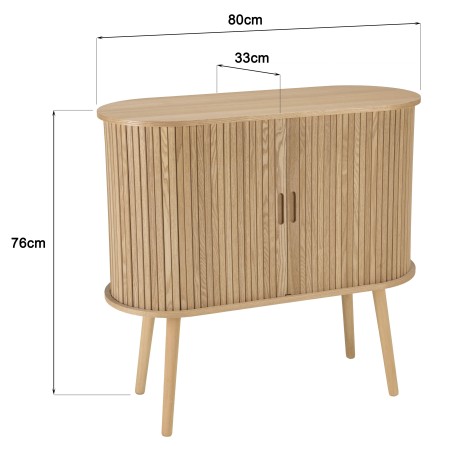 Oval sideboard, 80 x 33 cm, natural-coloured wood | Macabane Furniture