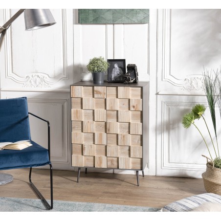 CARLA Sideboard 2 Doors Fir Wood and Metal Legs - Elegant Storage Solution