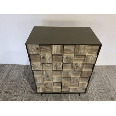 CARLA Sideboard 2 Doors Fir Wood and Metal Legs - Elegant Storage Solution