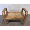 Mindi wood and natural rattan stool - Seconde Vie