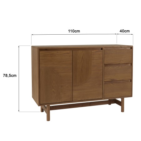 Buffet en bois couleur naturelle avec 3 tiroirs | Seconde Main