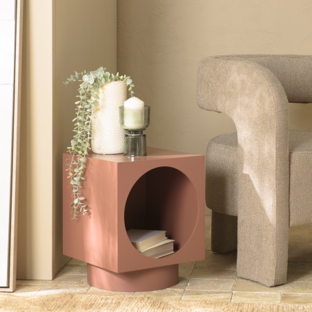 34x34cm square side table in terracotta-painted wood | Second Life