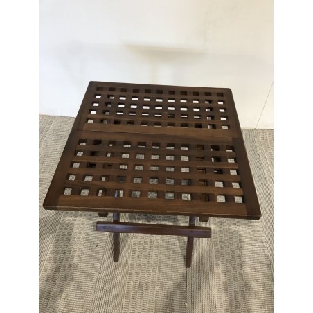 Table pique nique de jardin carrée 50x50cm bois teck huilé | Seconde Vie