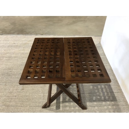 Table pique nique de jardin carrée 50x50cm bois teck huilé | Seconde Vie