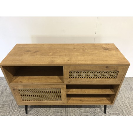 CHARLIE Low Brown Sideboard with 3 Compartments and 2 Doors