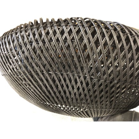 Table basse ronde en rotin noir 80x80cm | Seconde Vie
