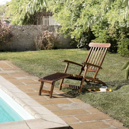 Garden Lounger in Oiled Teak Wood | Second Life