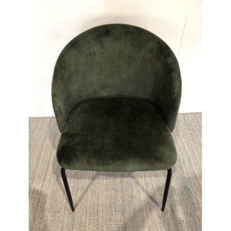 Chaise tissu velours vert dossier enveloppant | Seconde Vie