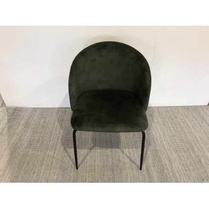 Green velvet fabric chair with wraparound backrest | Seconde Vie