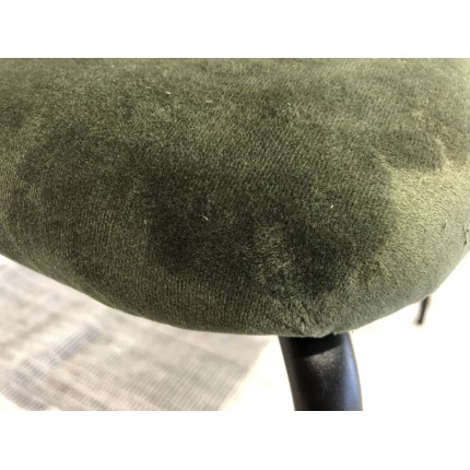 Green velvet fabric chair with wraparound backrest | Seconde Vie