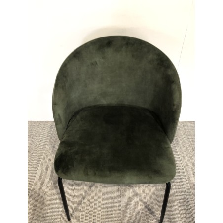 Green velvet fabric chair with wraparound backrest | Seconde Vie