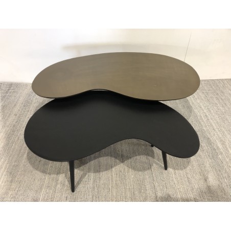 Set de 2 tables basses en aluminium noir mat et doré | Seconde main