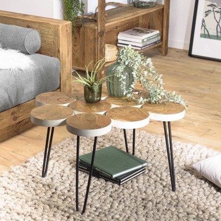Round Teak Wood Coffee Table | Second Life