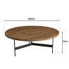 Table basse ronde 90x90cm bois Pin recyclé et pieds métal noir | Seconde Vie