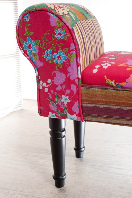 KATE - Rectangular Fabric Bench Multicolor Bohemian Print