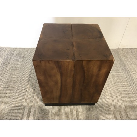 SECONDE HAND - Square Side Table 38x38cm Suar Wood with Black Base