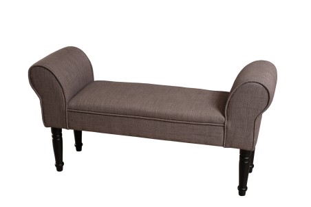 KATE Rectangular Fabric Bench Taupe Black Wood Legs