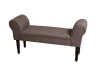 Banc de lit KATE - Tissu taupe - Pieds bois noir