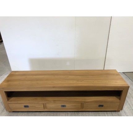 Meuble TV marron 3 tiroirs bois Teck | Seconde Main