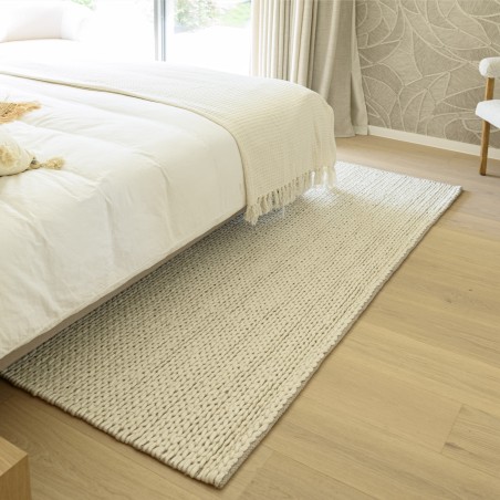 Alfombra rectangular 300x400cm de lana tejida color blanco | Macabane