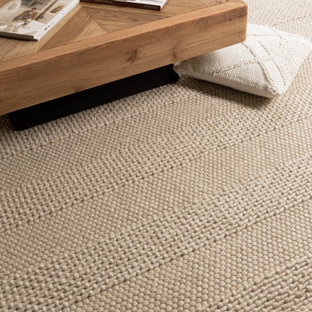 Rechthoekig vloerkleed 300x400cm van beige geweven wol | Macabane