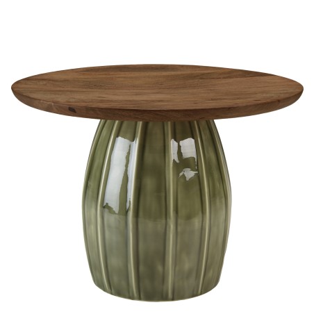 60x60 cm coffee table in mango wood with green enamel finish | Macabane Furniture