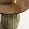 60x60 cm coffee table in mango wood with green enamel finish | Macabane Furniture