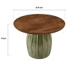 60x60 cm coffee table in mango wood with green enamel finish | Macabane Furniture
